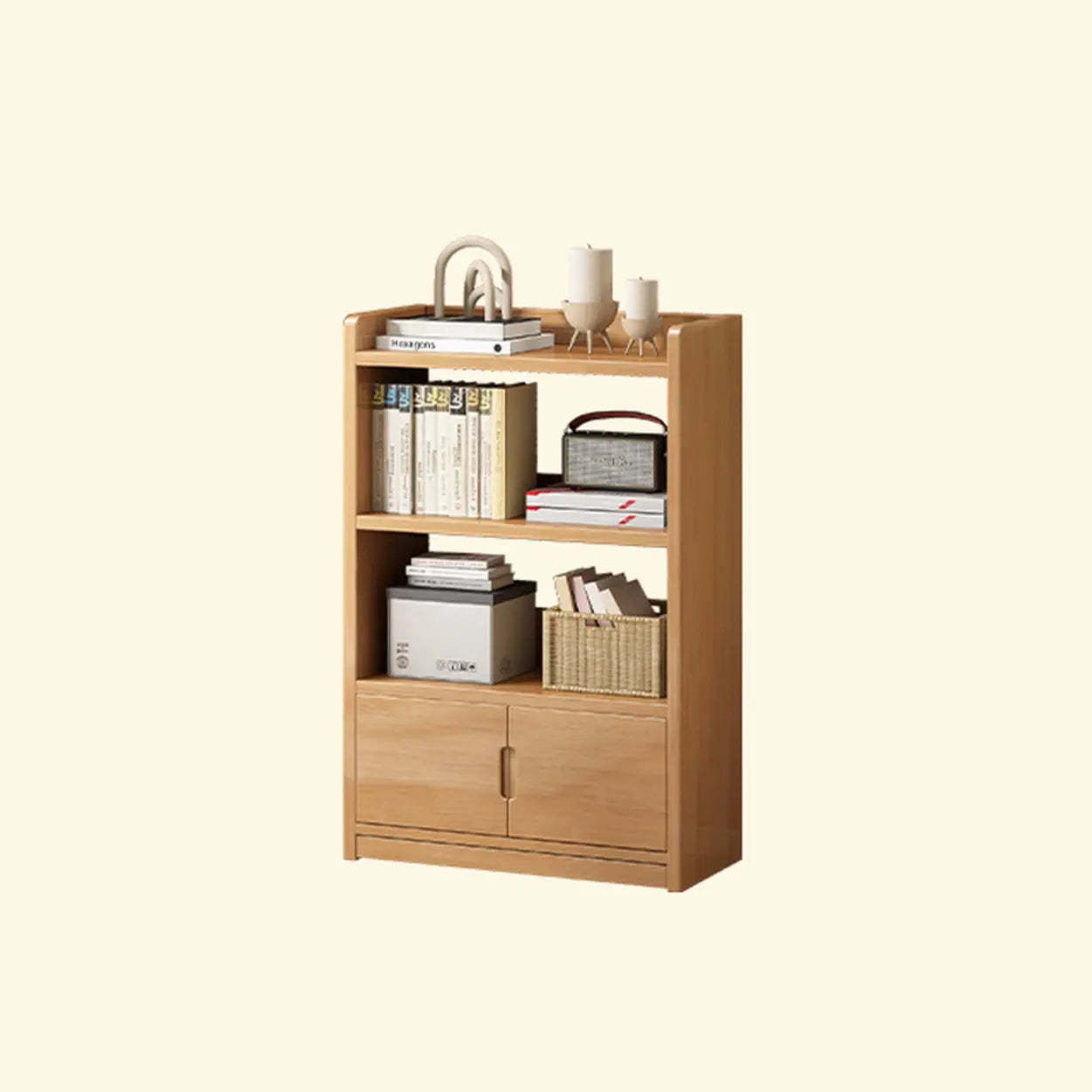 Modern Rectangular Wood Brown Bookcase — White