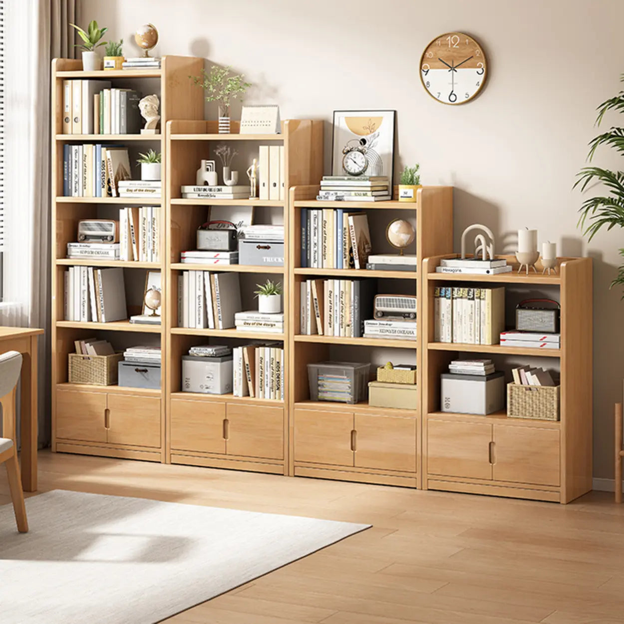 Modern Rectangular Wood Brown Bookcase — White