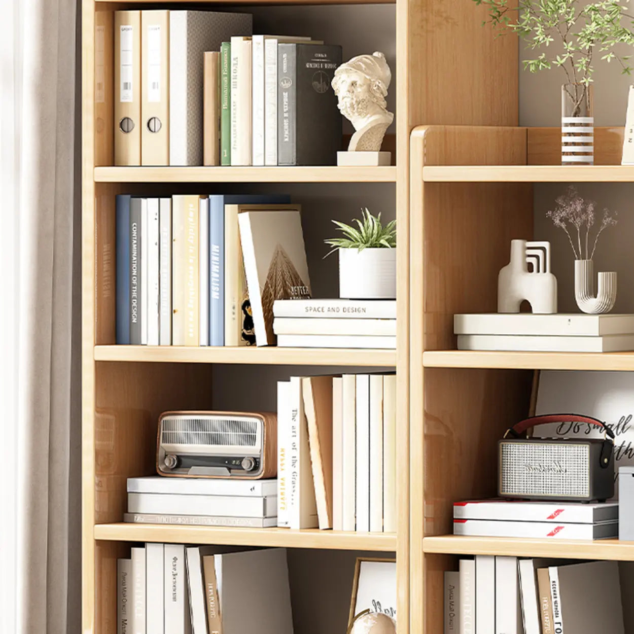 Modern Rectangular Wood Brown Bookcase — Nut-Brown