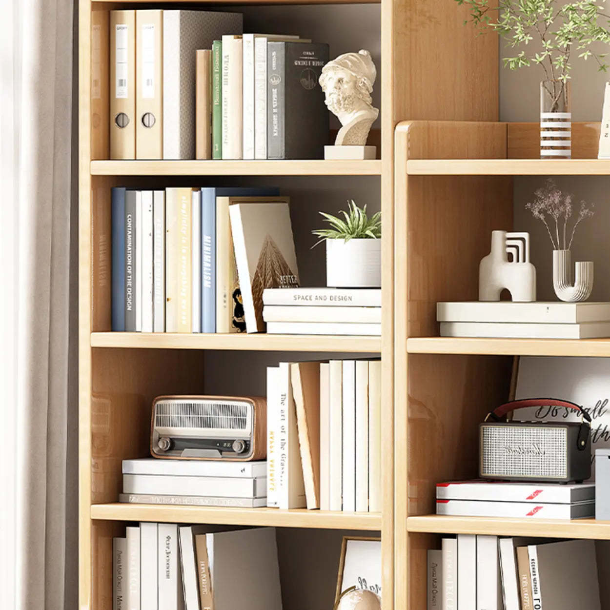Modern Rectangular Wood Brown Bookcase — Nut-Brown