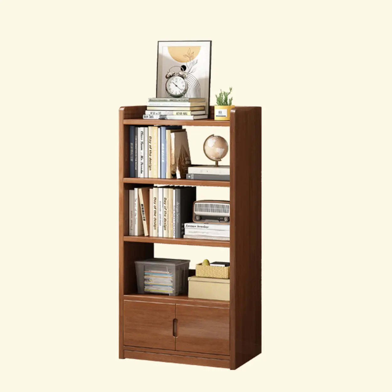 Modern Rectangular Wood Brown Bookcase — Nut-Brown