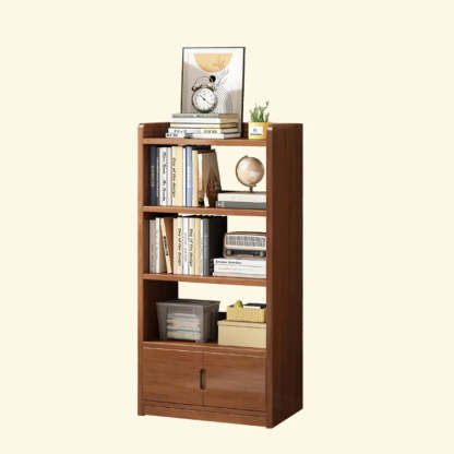 Modern Rectangular Wood Brown Bookcase — Nut-Brown