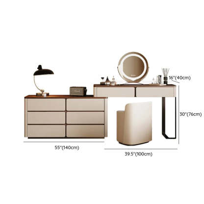 Modern Rectangular Wood Wall Light Mirror Vanity