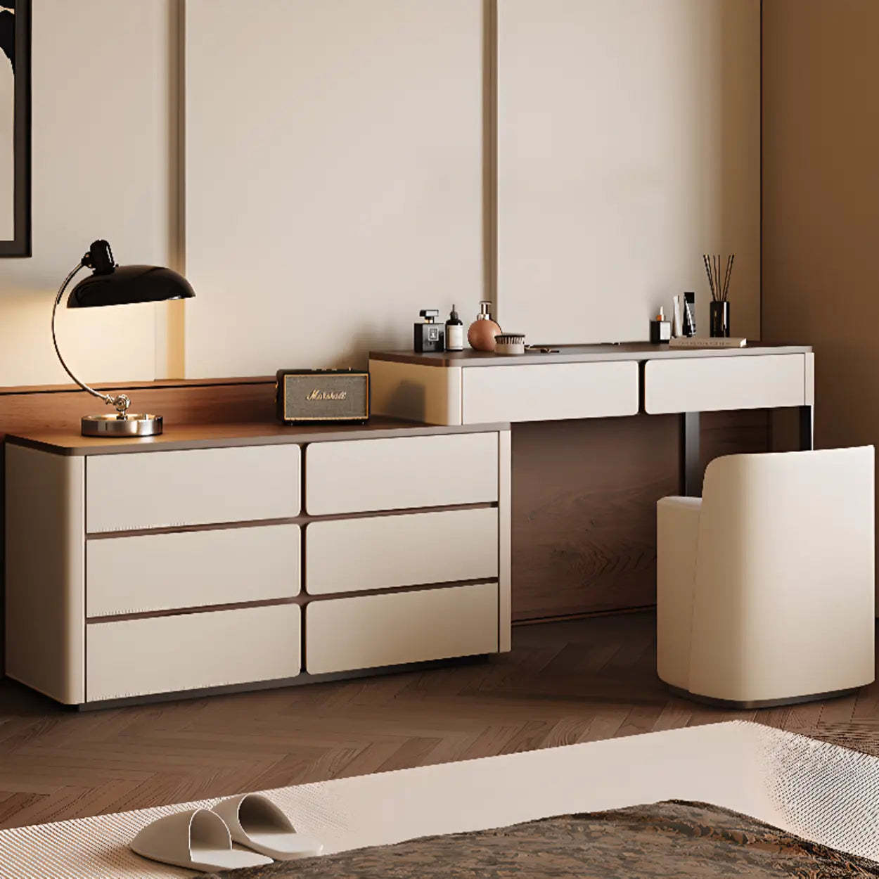 Modern Rectangular Wood Wall Light Mirror Vanity