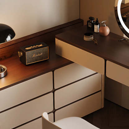 Modern Rectangular Wood Wall Light Mirror Vanity