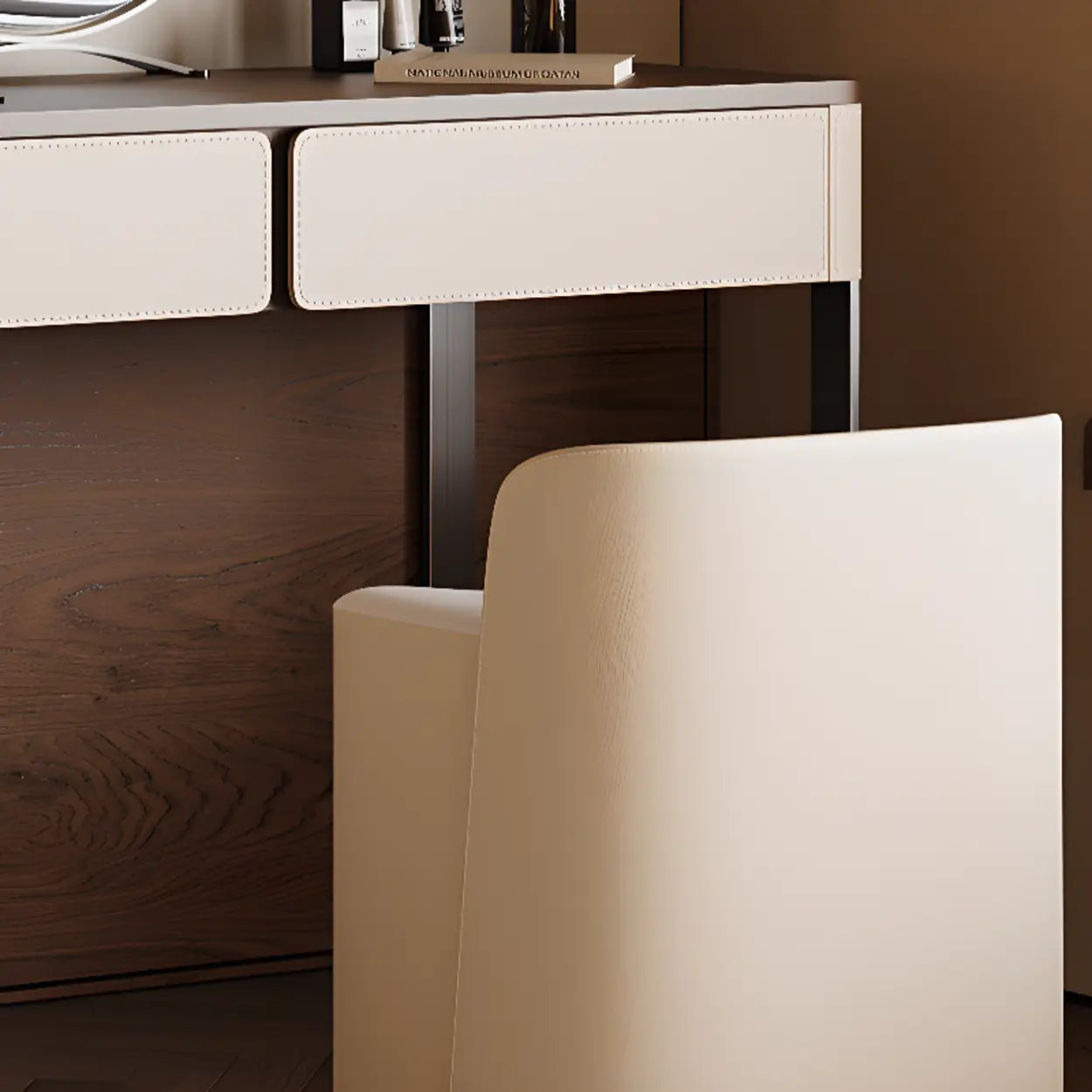 Modern Rectangular Wood Wall Light Mirror Vanity