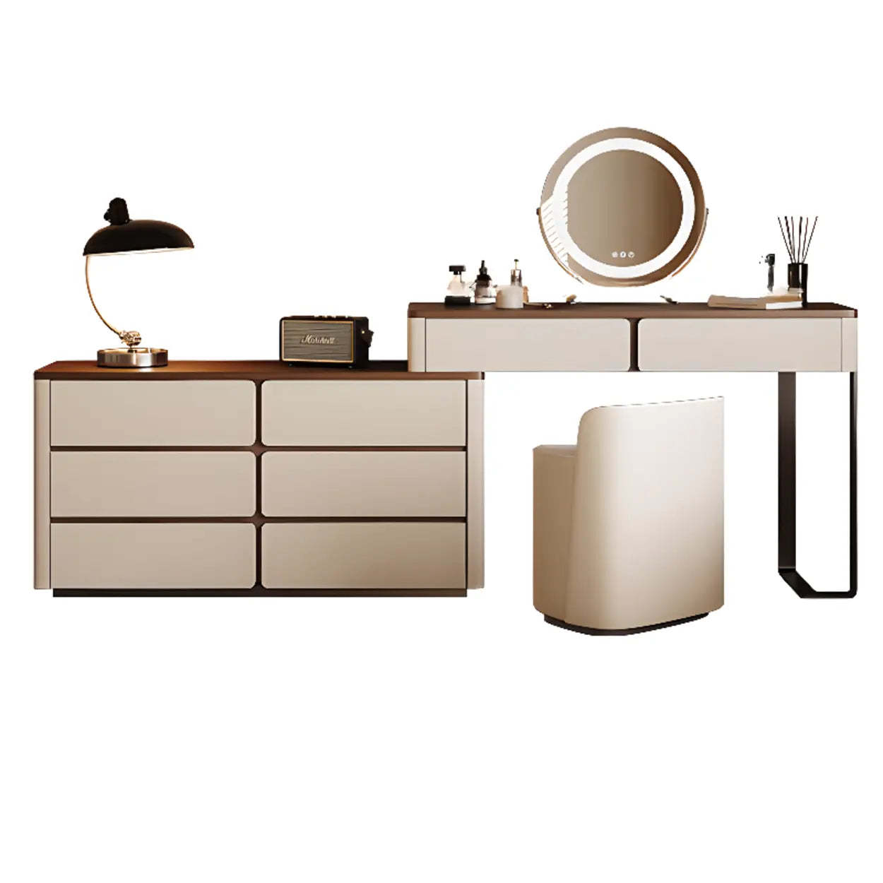 Modern Rectangular Wood Wall Light Mirror Vanity