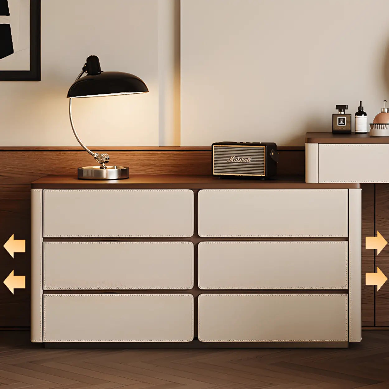 Modern Rectangular Wood Wall Light Mirror Vanity
