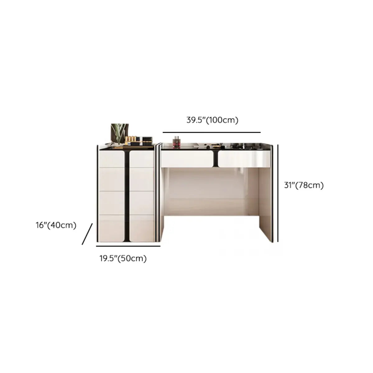 Modern White Wood Wall-Mounted Vanity Table