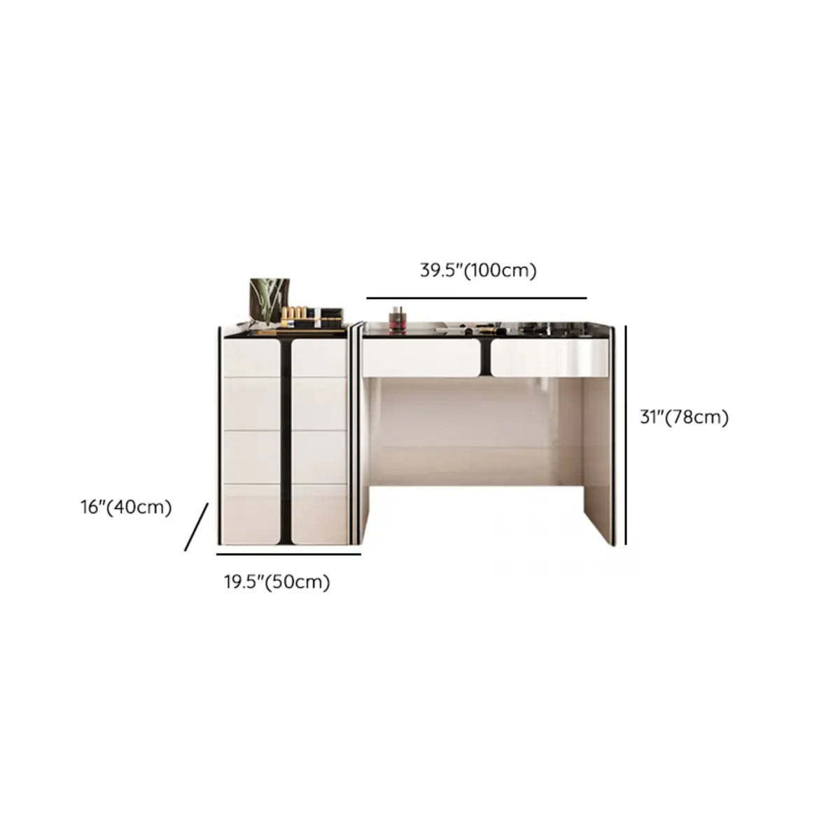 Modern White Wood Wall-Mounted Vanity Table