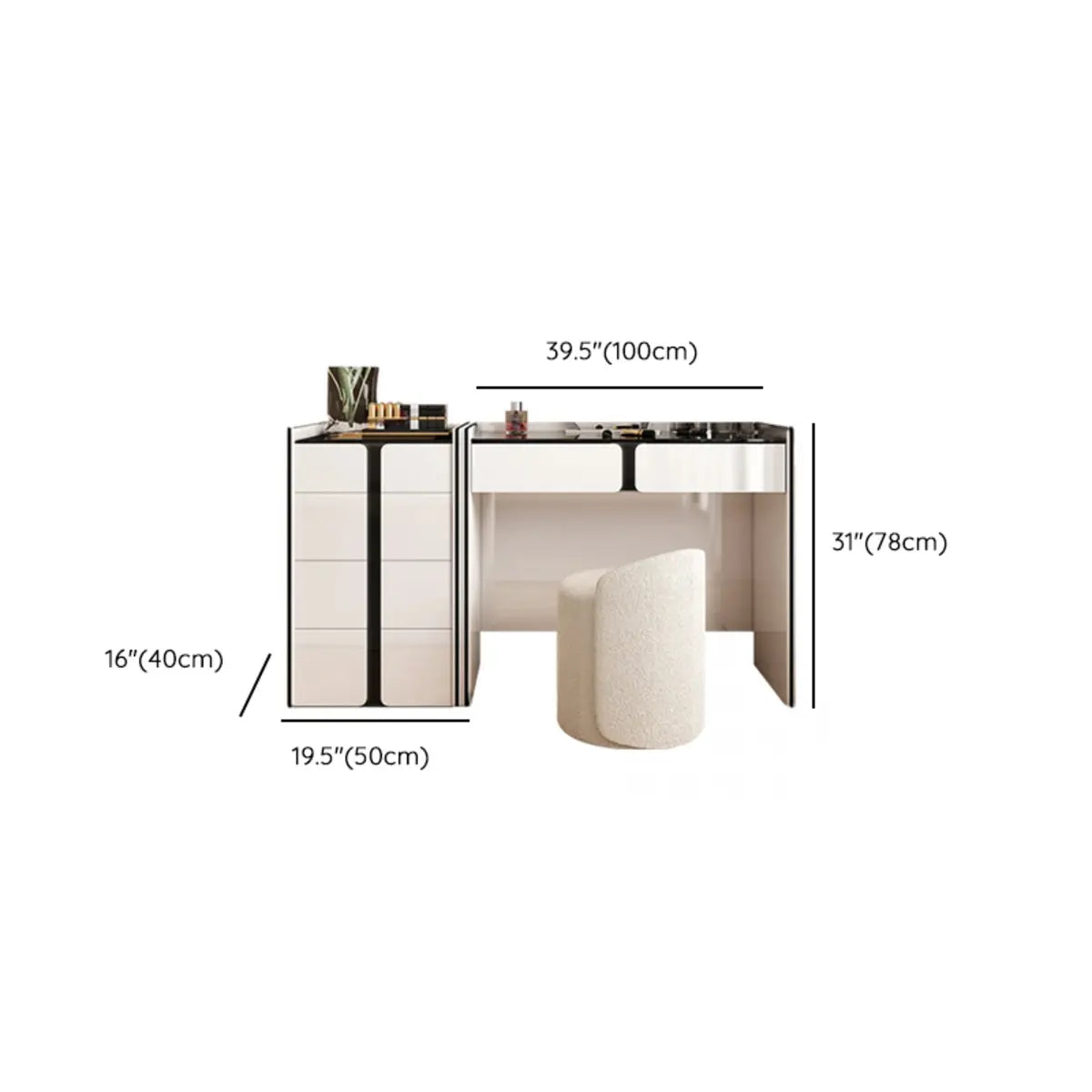 Modern White Wood Wall-Mounted Vanity Table