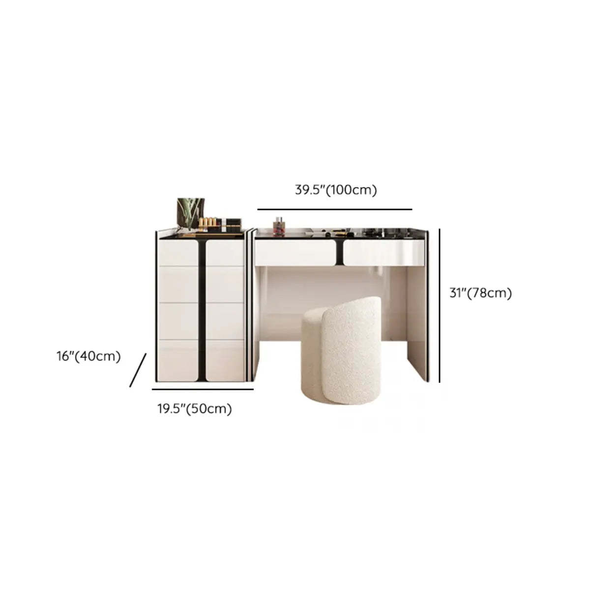 Modern White Wood Wall-Mounted Vanity Table