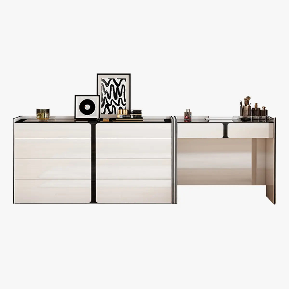 Modern White Wood Wall-Mounted Vanity Table