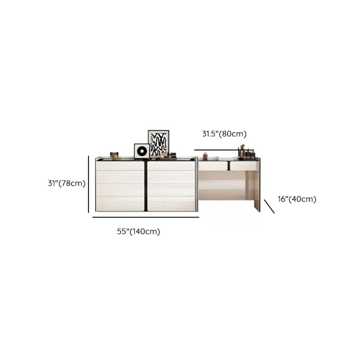 Modern White Wood Wall-Mounted Vanity Table