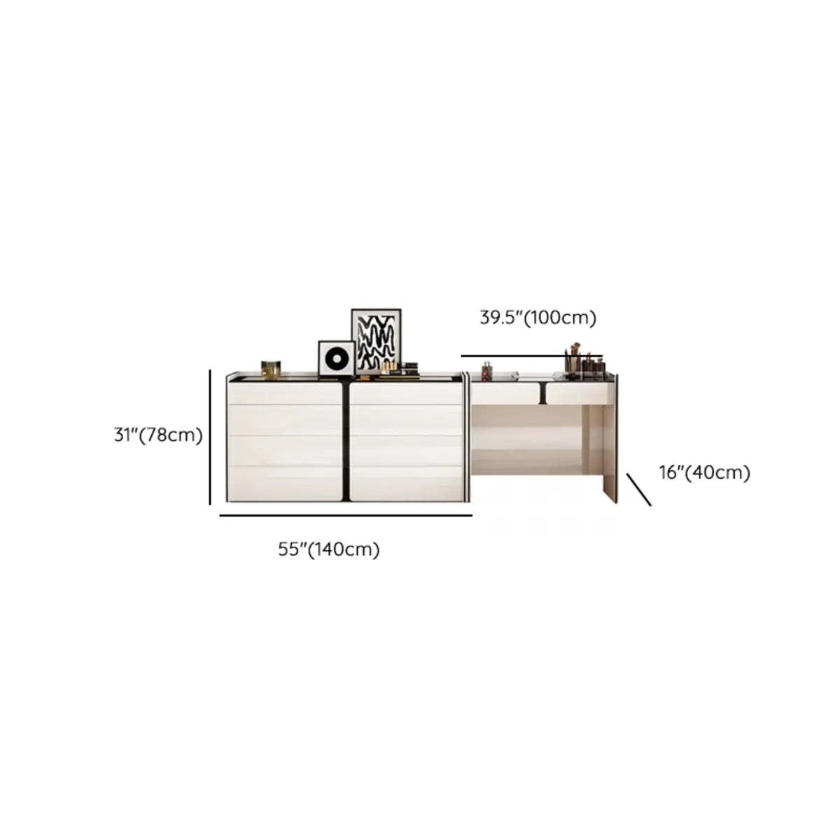 Modern White Wood Wall-Mounted Vanity Table