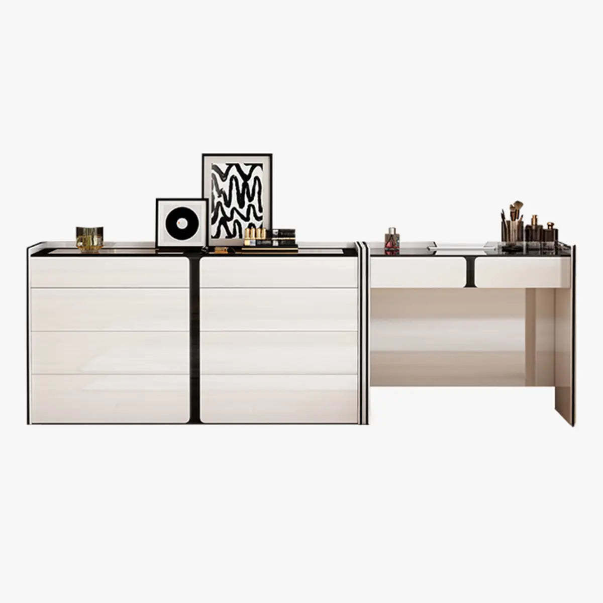 Modern White Wood Wall-Mounted Vanity Table
