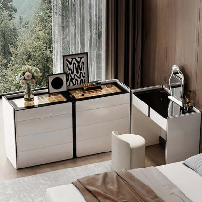 Modern White Wood Wall-Mounted Vanity Table