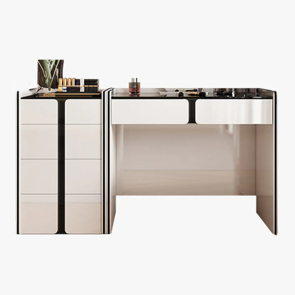Modern White Wood Wall-Mounted Vanity Table