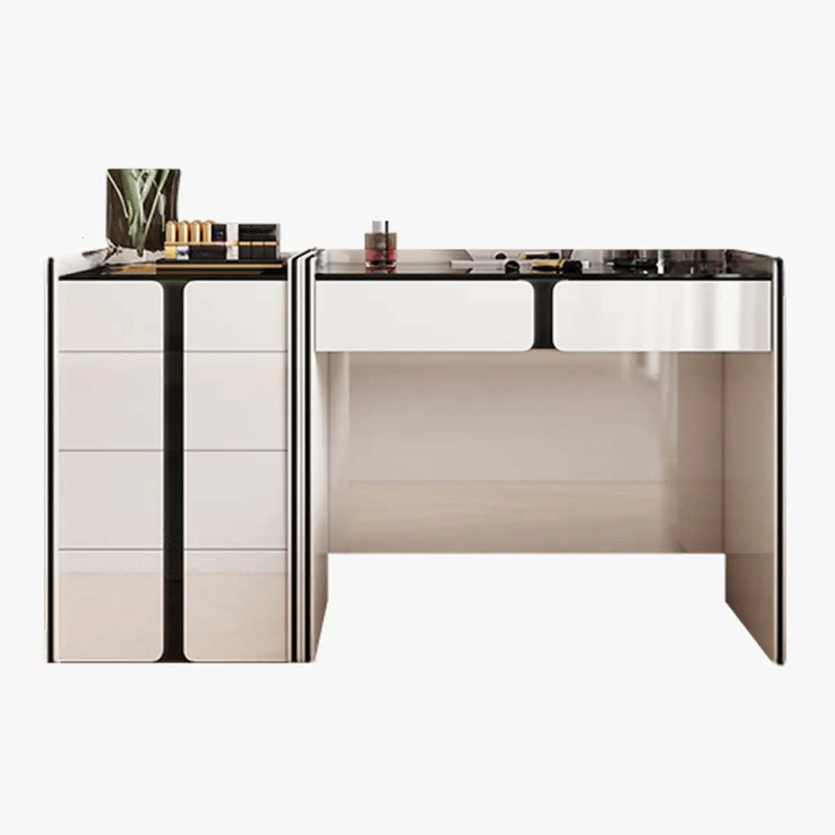 Modern wall-mounted vanity white wood makeup vanities — Makeup Vanity (31") & Dresser (20") x 31.5" L