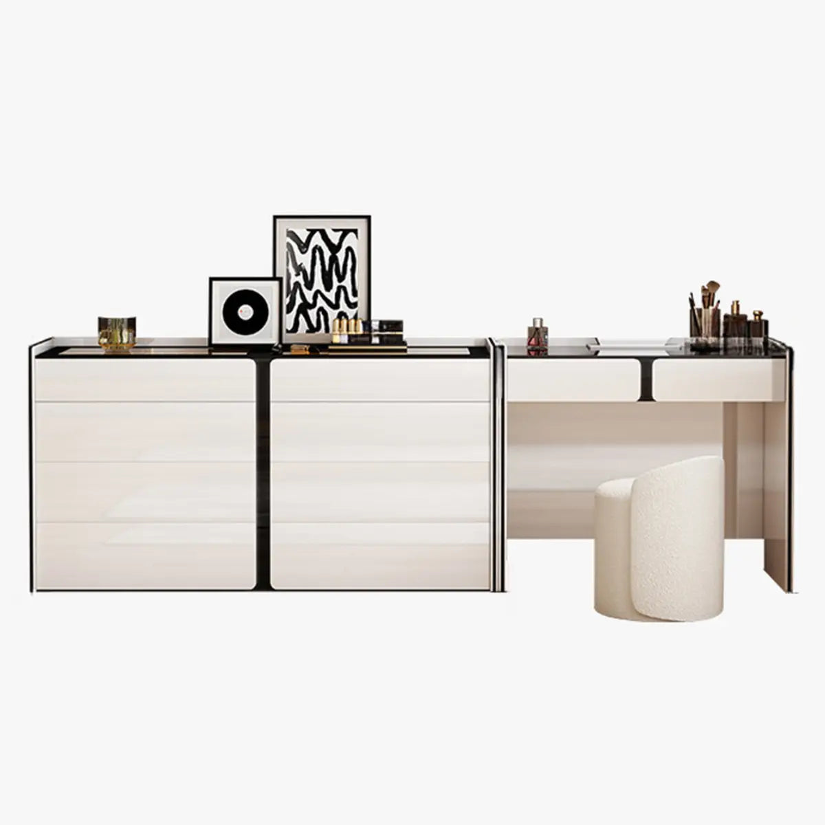 Modern White Wood Wall-Mounted Vanity Table