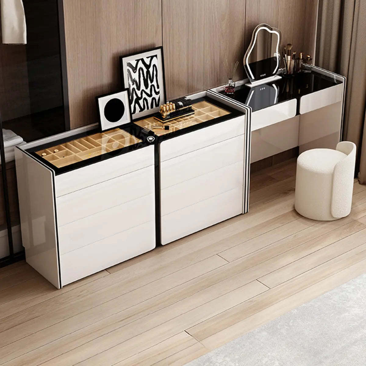 Modern White Wood Wall-Mounted Vanity Table