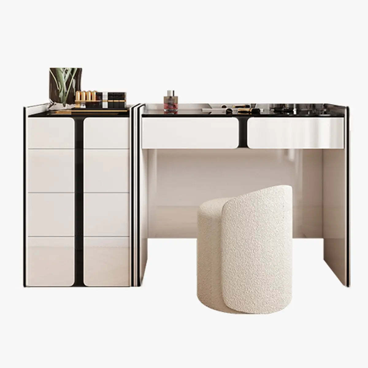 Modern White Wood Wall-Mounted Vanity Table