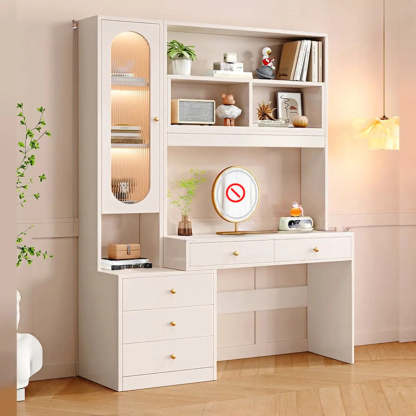 Modern White Wood 10-Drawer Makeup Vanity