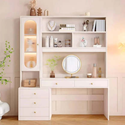 Modern White Wood 10-Drawer Makeup Vanity