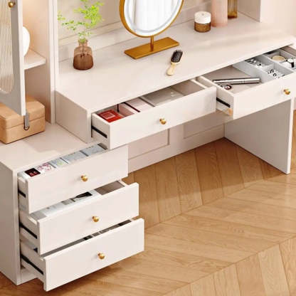 Modern White Wood 10-Drawer Makeup Vanity