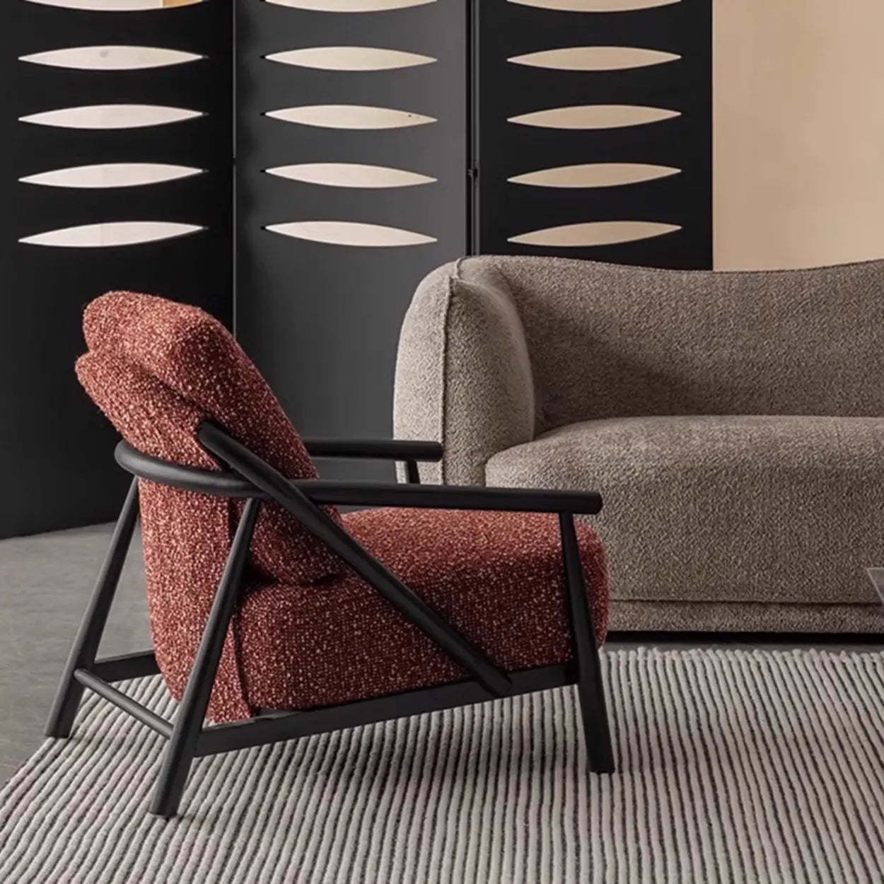 Modern Red Fabric Armrest Accent Chair
