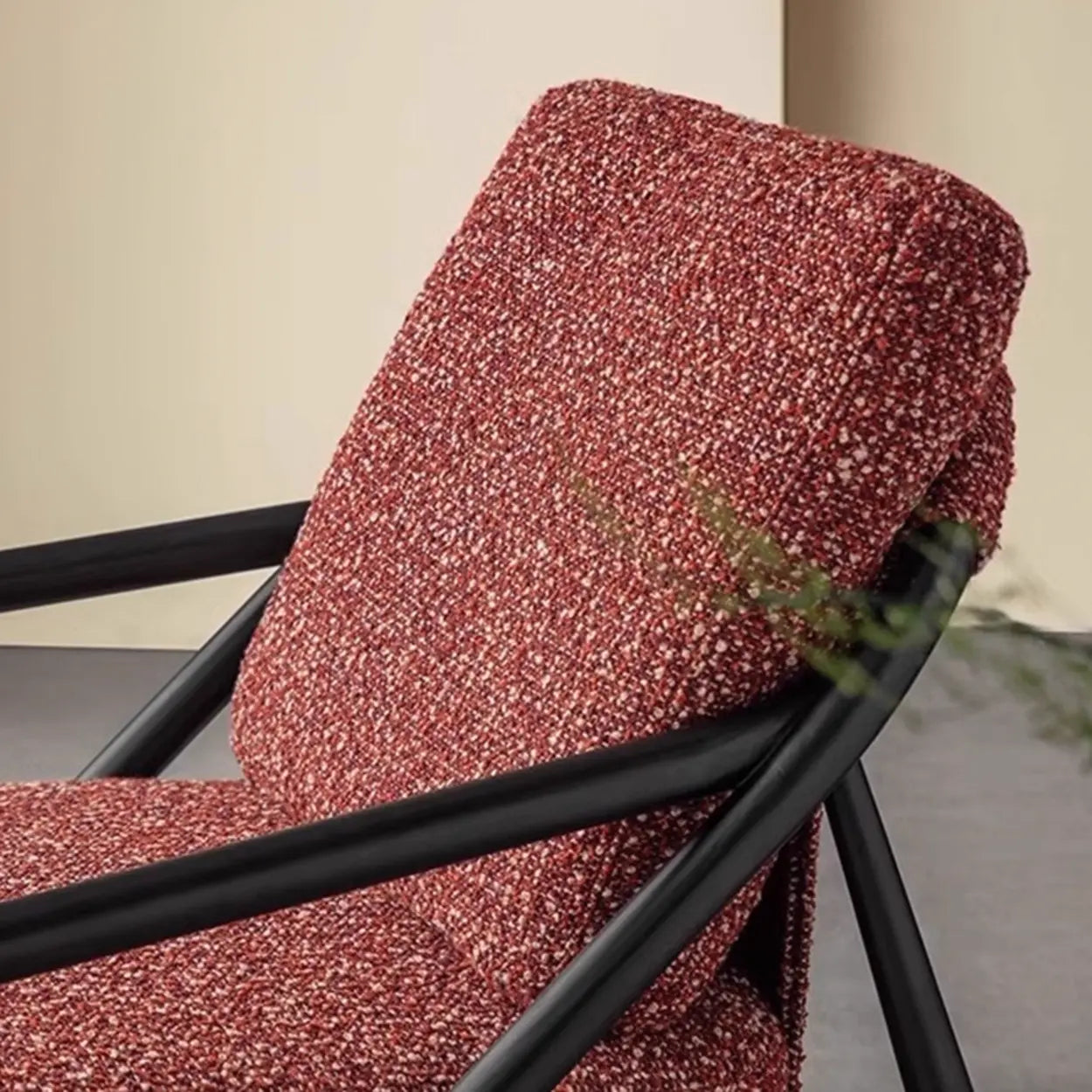 Modern Red Fabric Armrest Accent Chair