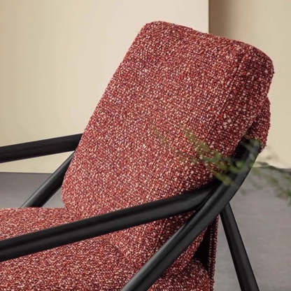 Modern Red Fabric Armrest Accent Chair