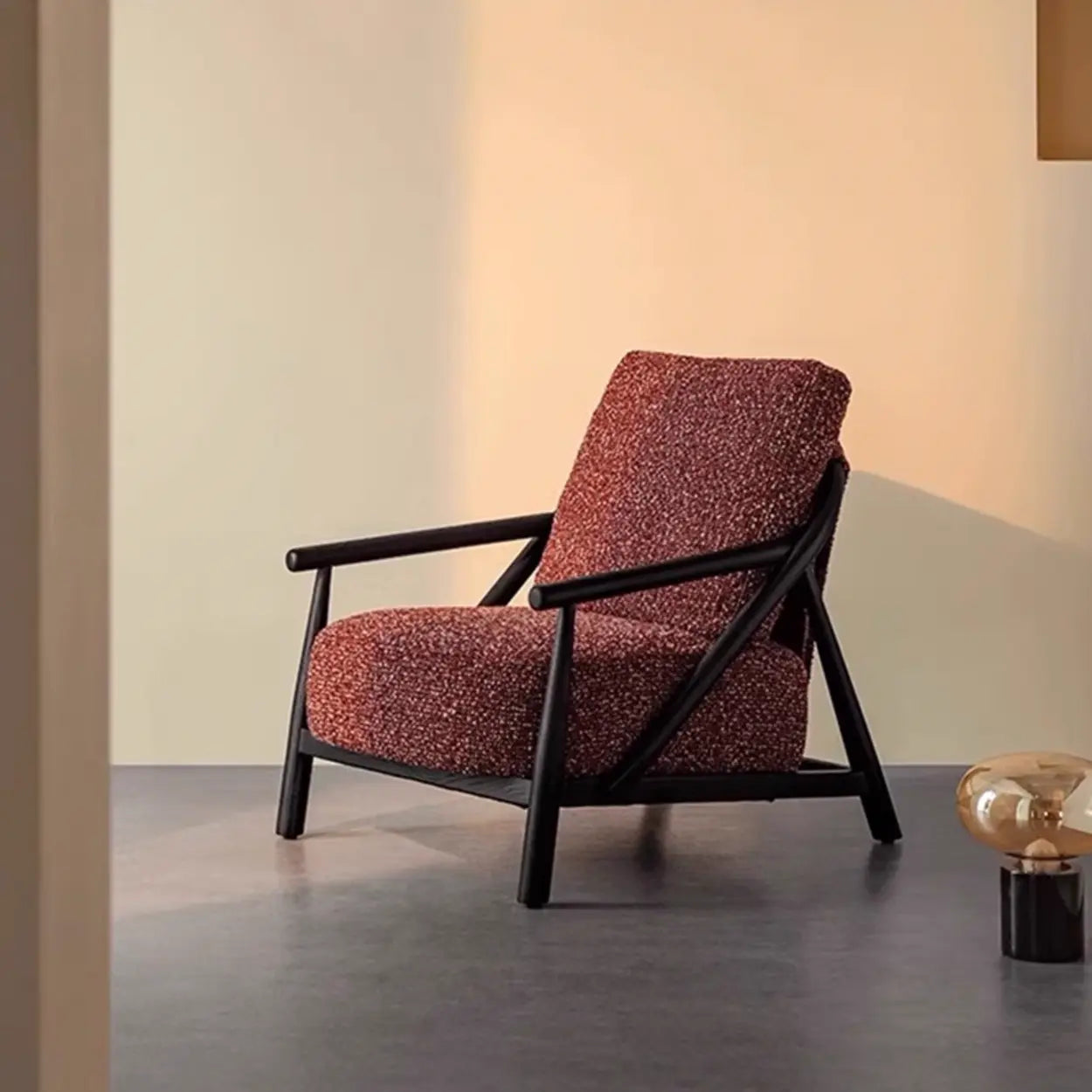 Modern Red Fabric Armrest Accent Chair
