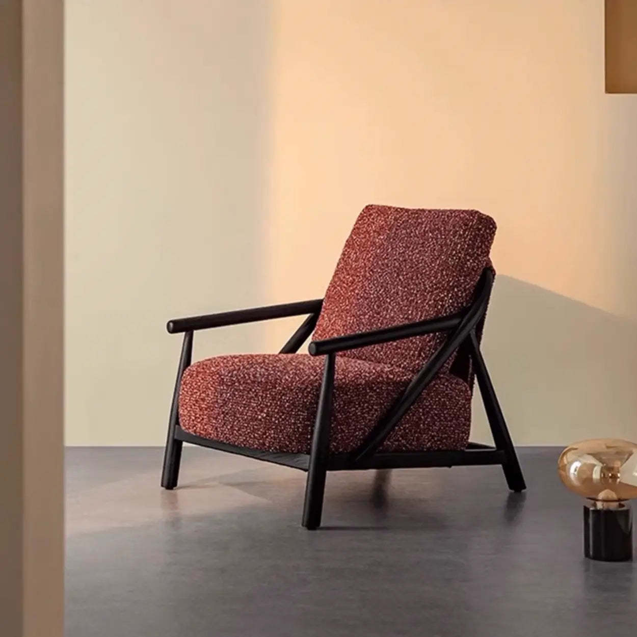 Modern Red Fabric Armrest Accent Chair