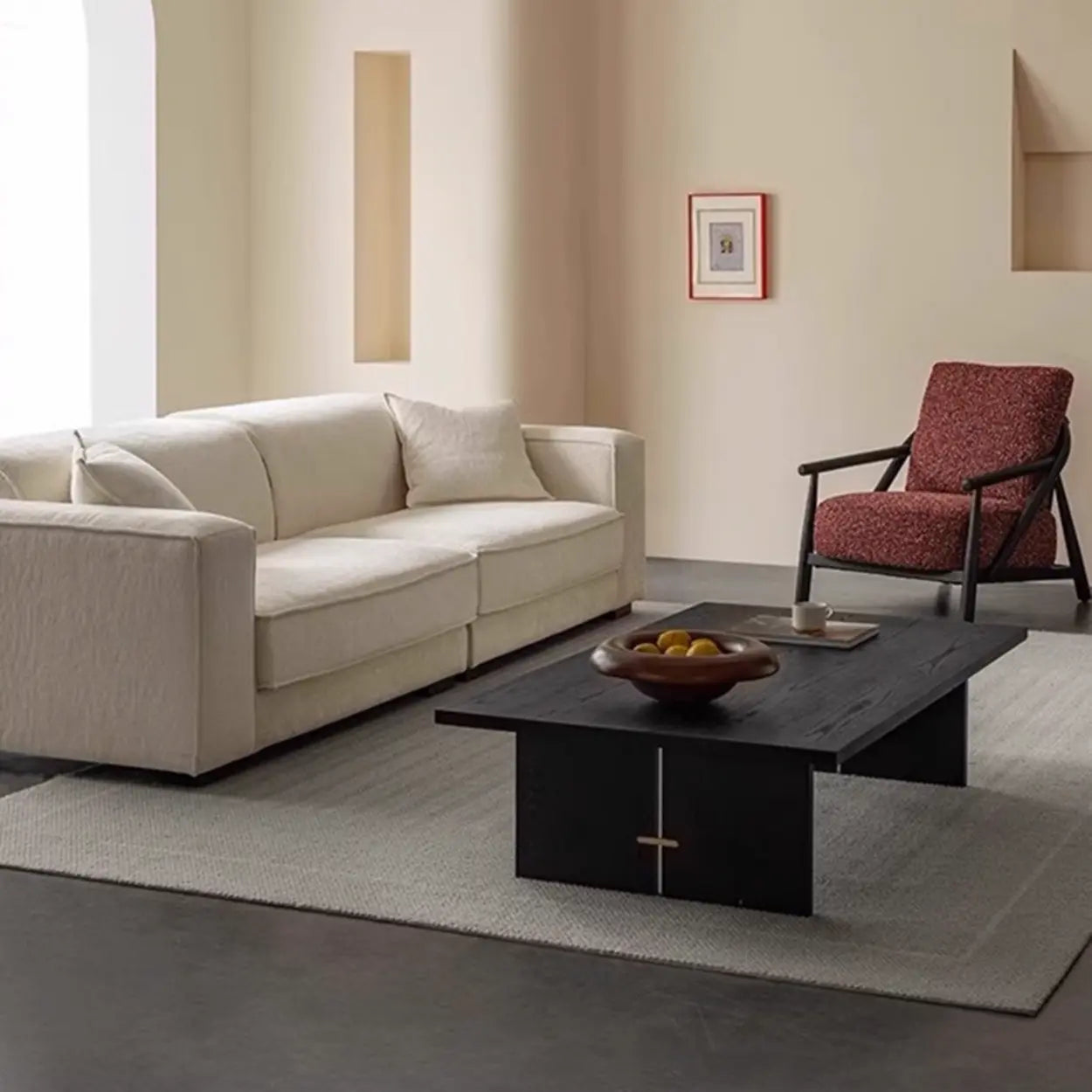 Modern Red Fabric Armrest Accent Chair