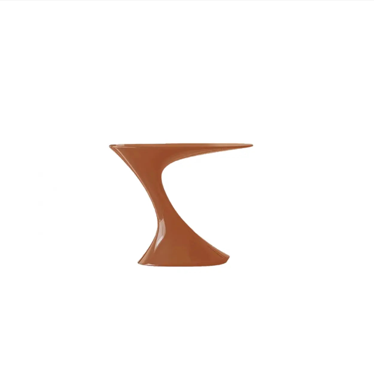 Modern Red Oval Sculpted Pedestal Side Table — Red
