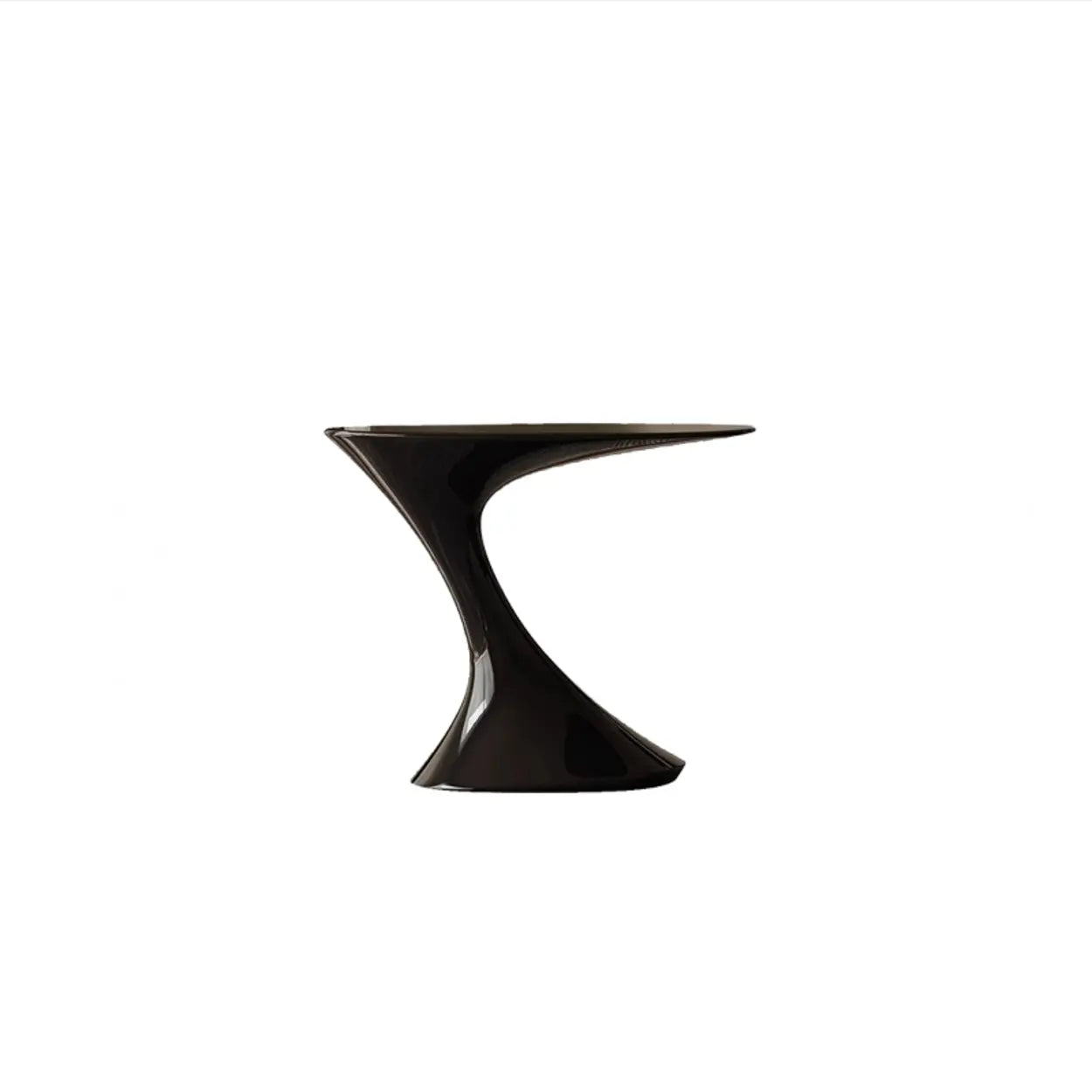 Modern Red Oval Sculpted Pedestal Side Table — Orange
