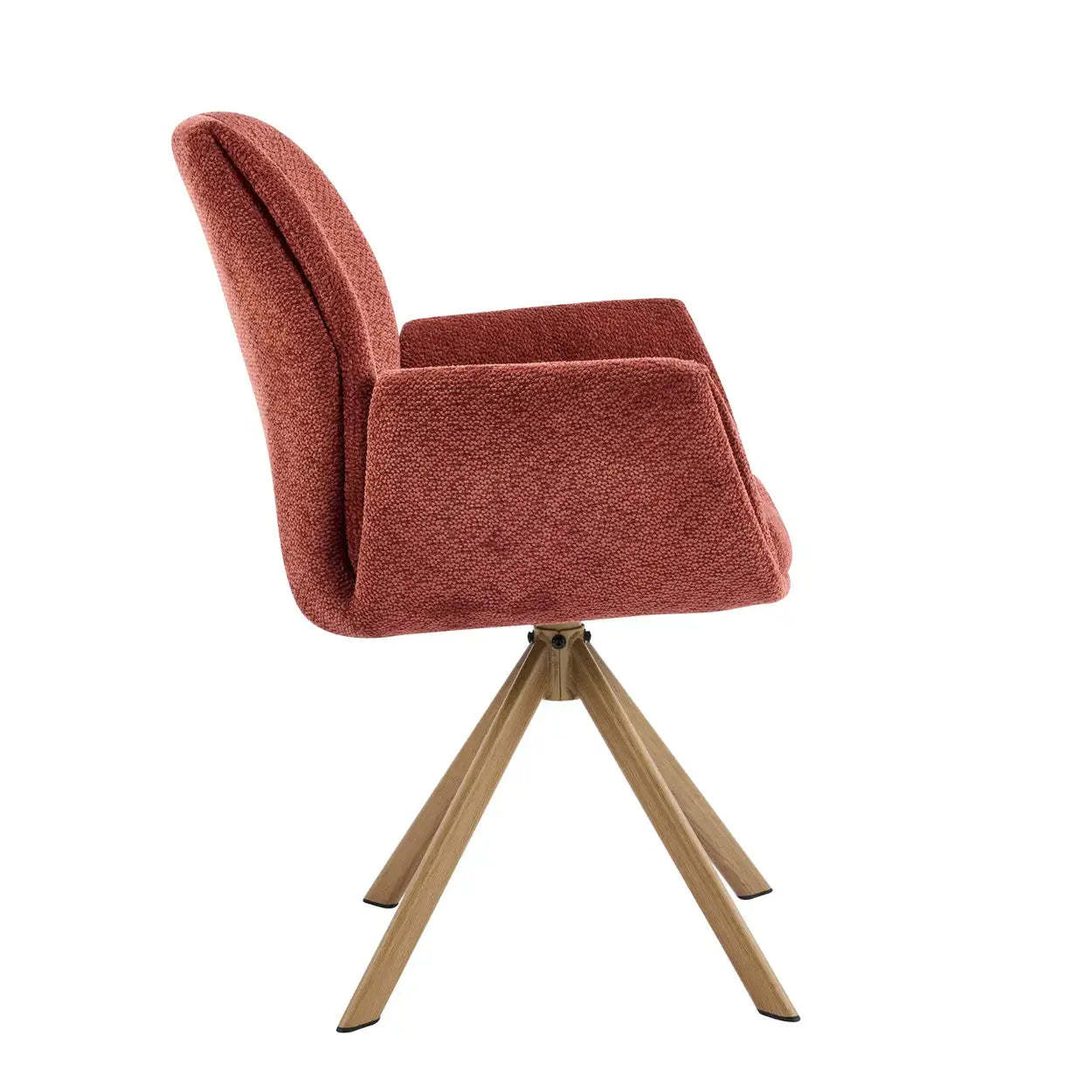 Modern Red Curved-Back Swivel Dining Arm Chair