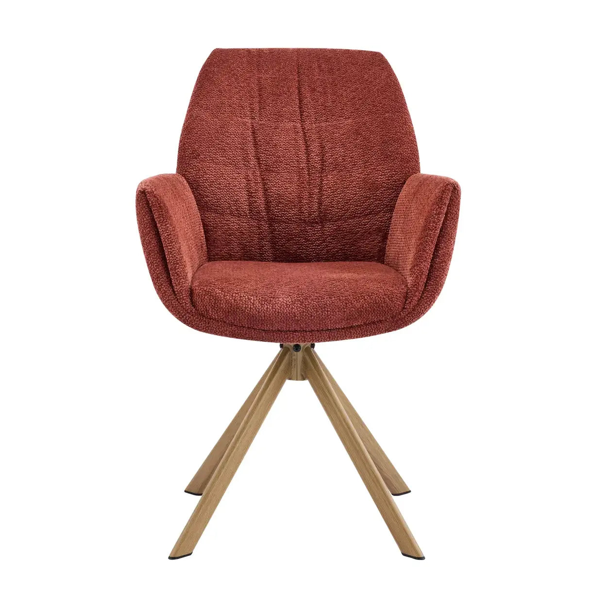 Modern Red Curved-Back Swivel Dining Arm Chair