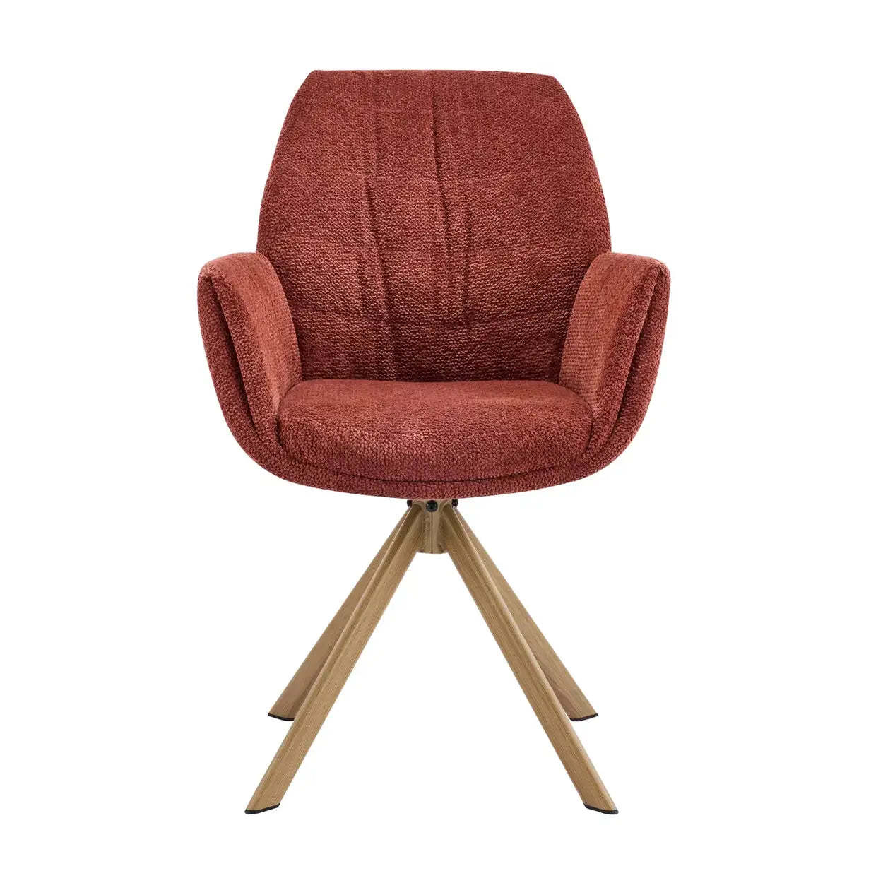 Modern Red Curved-Back Swivel Dining Arm Chair
