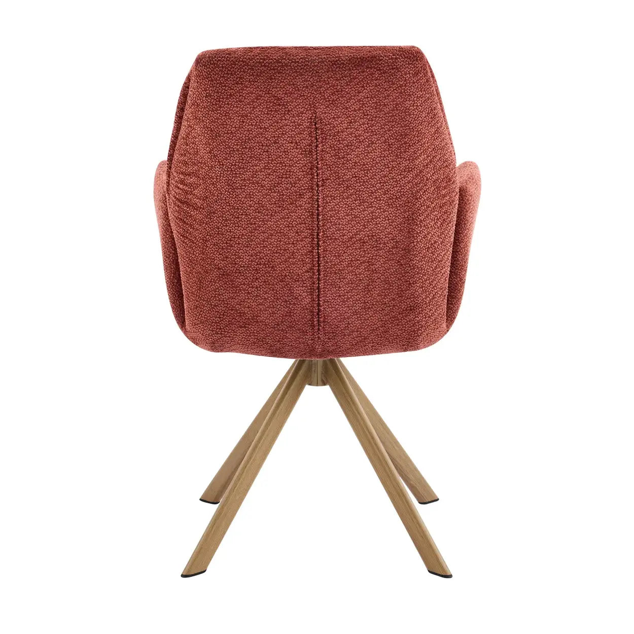 Modern Red Curved-Back Swivel Dining Arm Chair