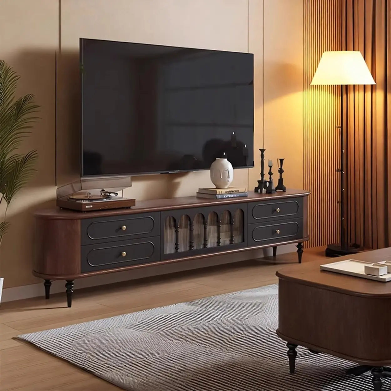 Modern Retro TV Stand Cabinet with Drawers