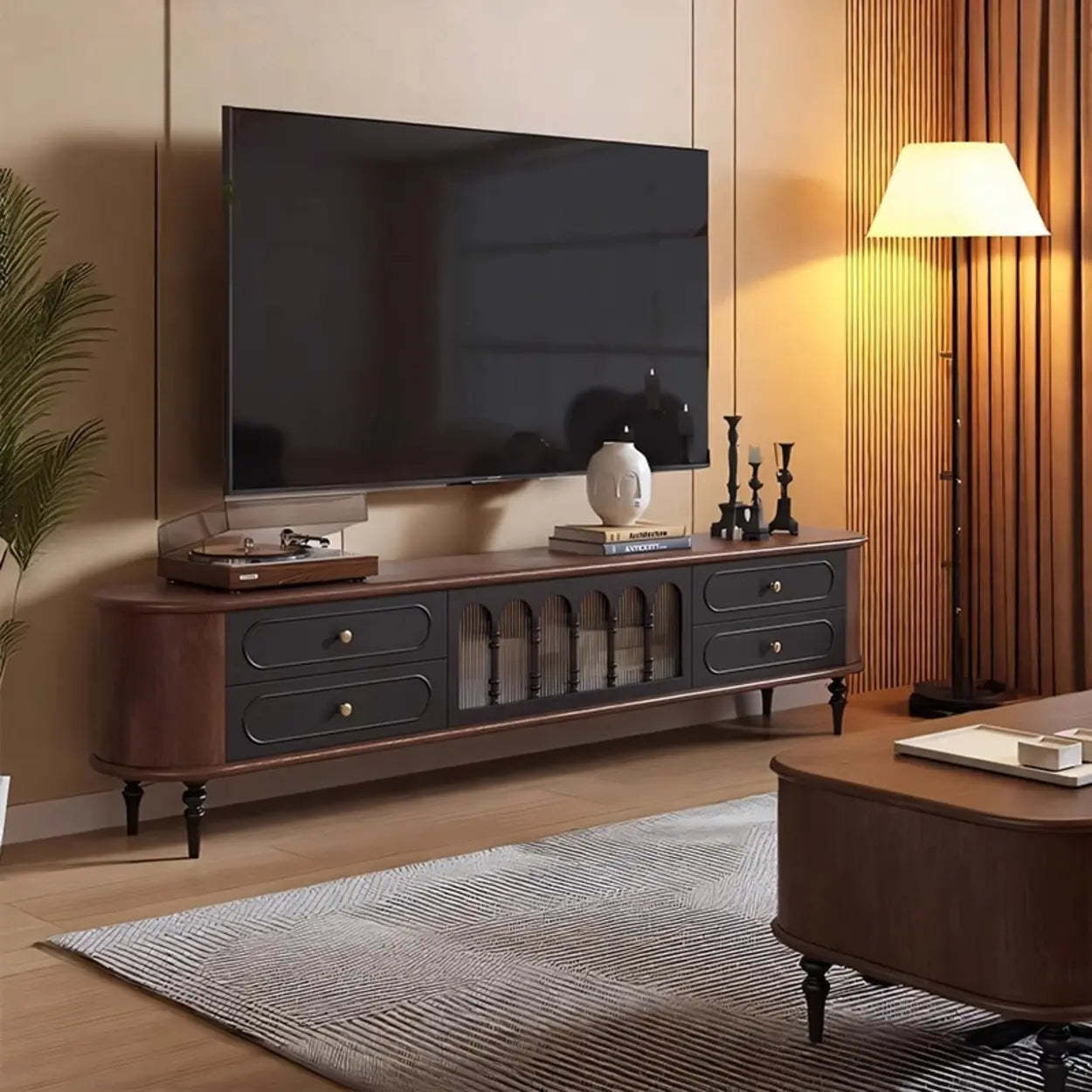 Modern Retro TV Stand Cabinet with Drawers