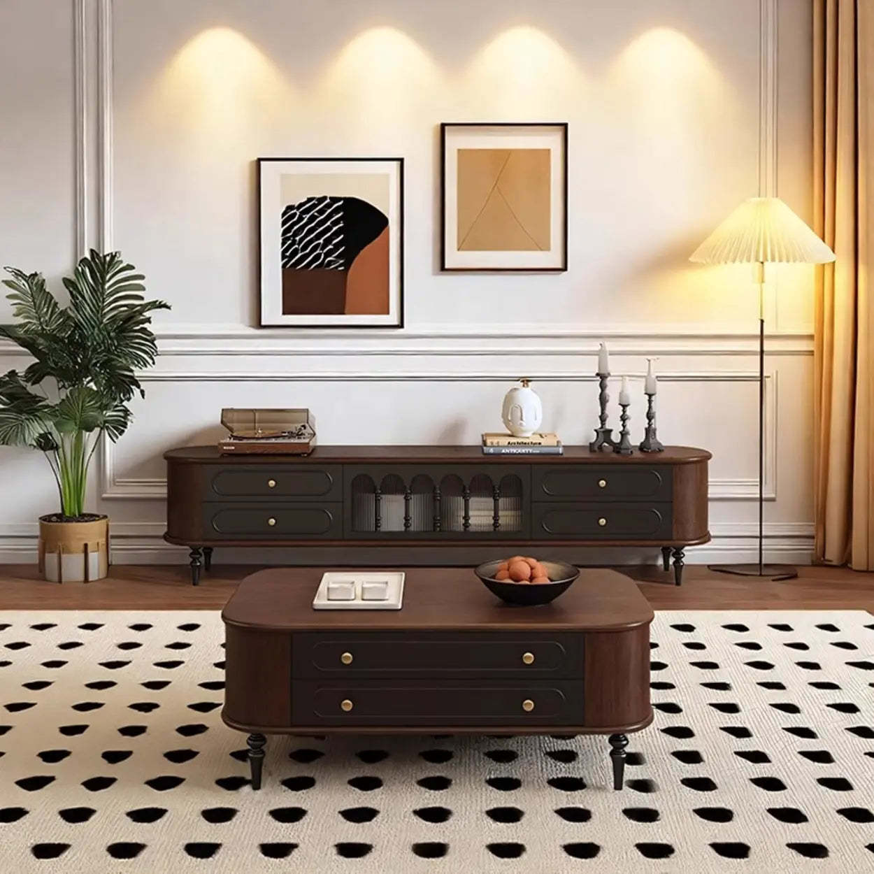 Modern Retro TV Stand Cabinet with Drawers