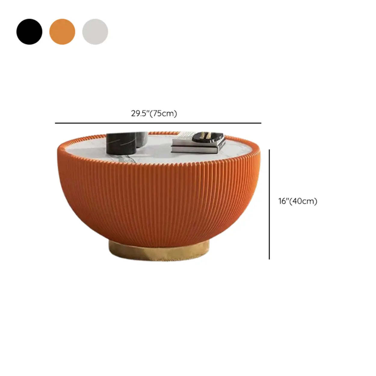 Modern Ribbed Round Coffee Table Set