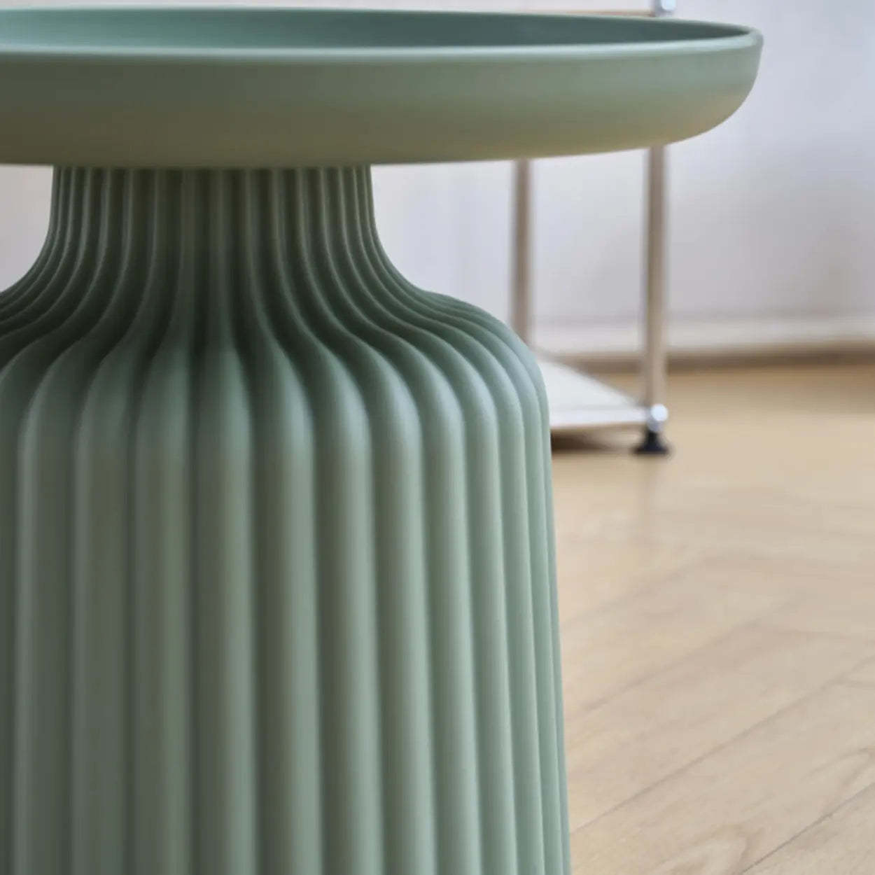 Modern Ribbed Side and Coffee Table Set — Blue