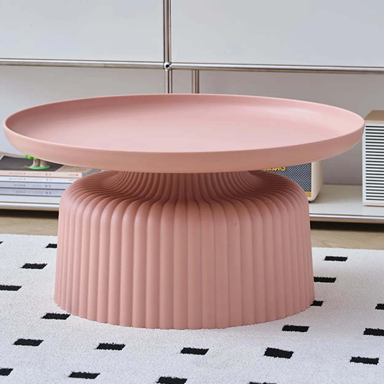 Modern Ribbed Side and Coffee Table Set — Green