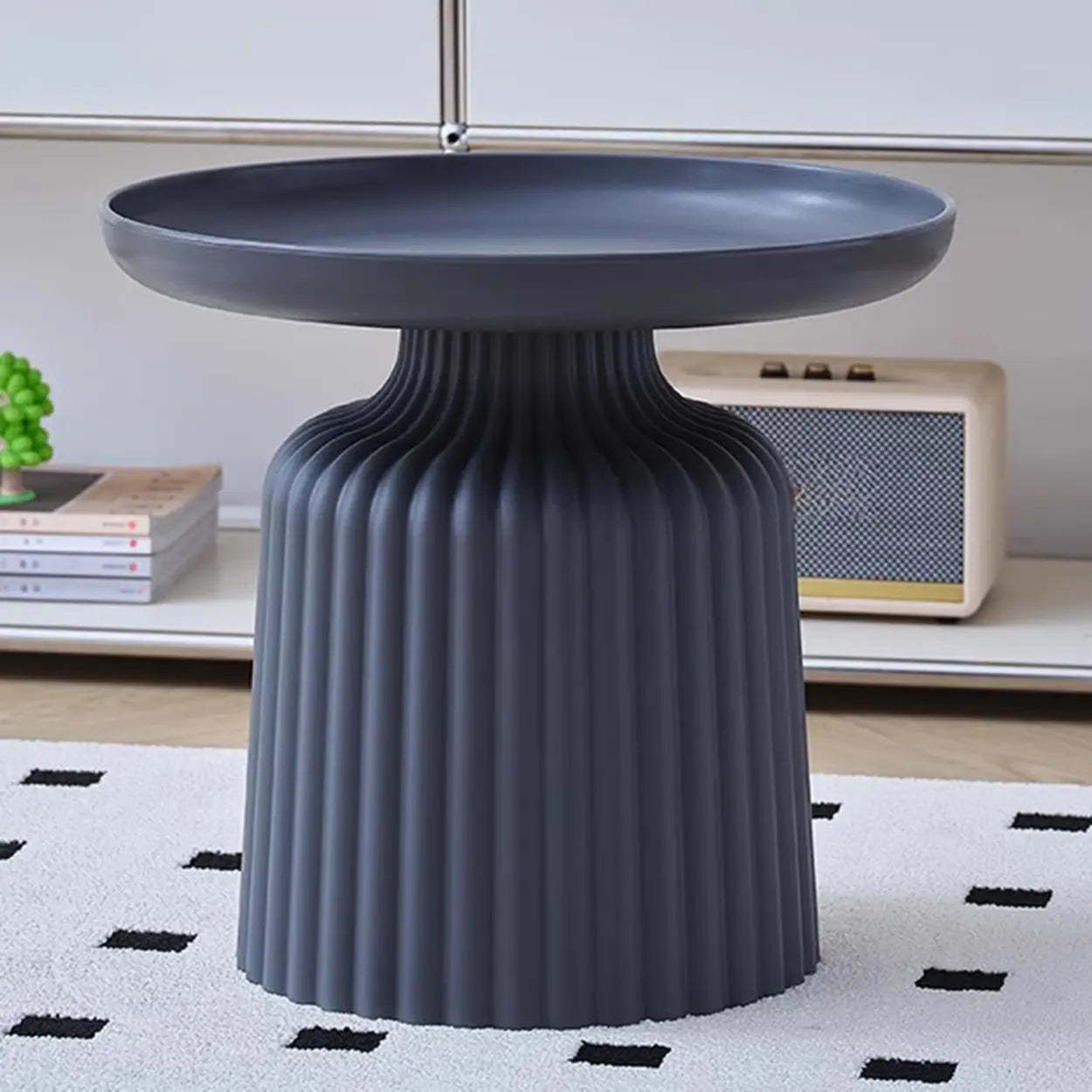 Ribbed Round Coffee Table and Side Table Set