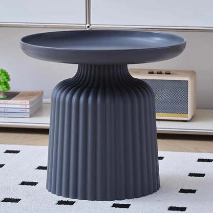 Modern Ribbed Side and Coffee Table Set — Grey