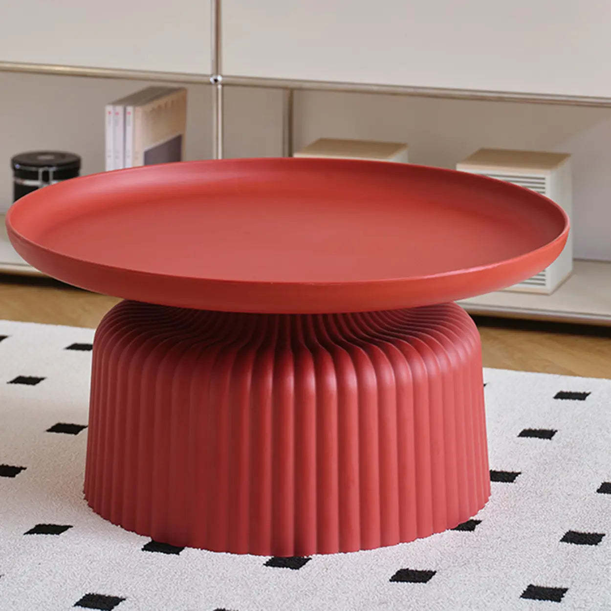 Modern Ribbed Side and Coffee Table Set — Light Gray